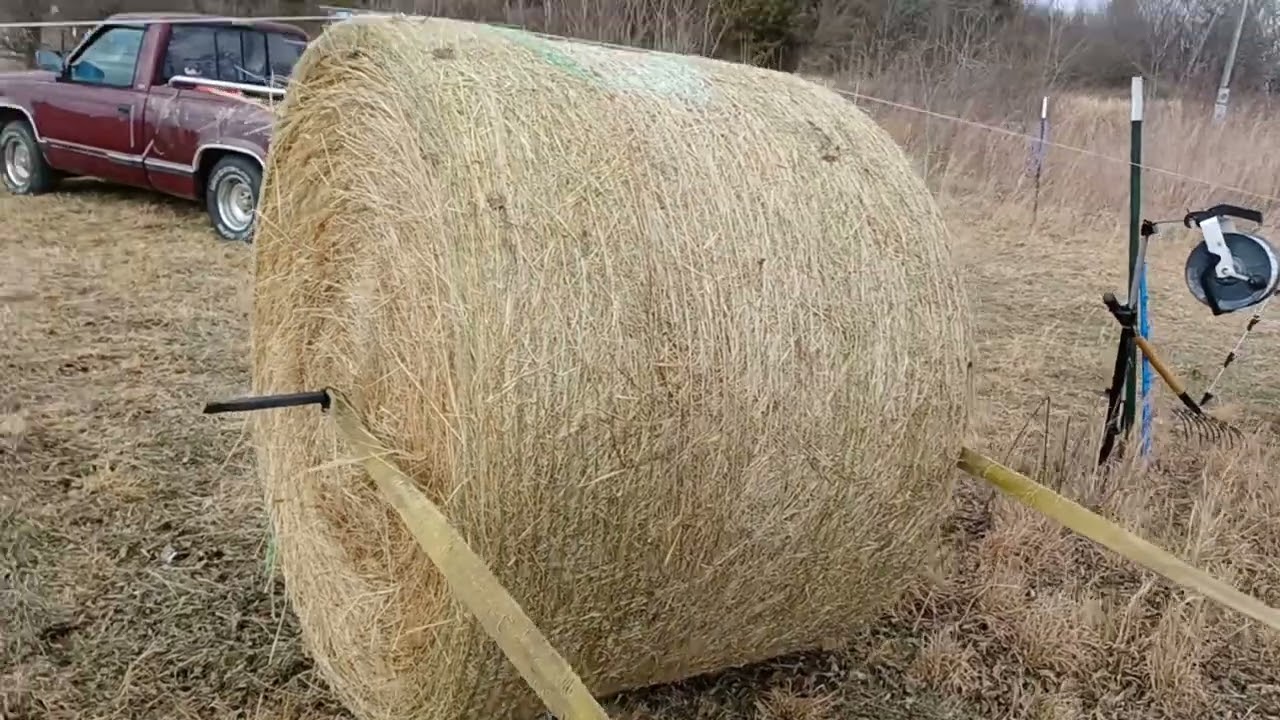 Using the homemade hay unroller Pt 2