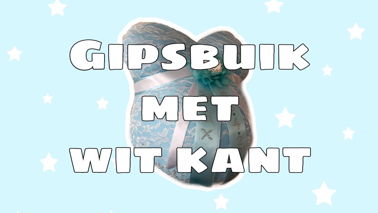 Licht blauwe gipsbuik met wit kant