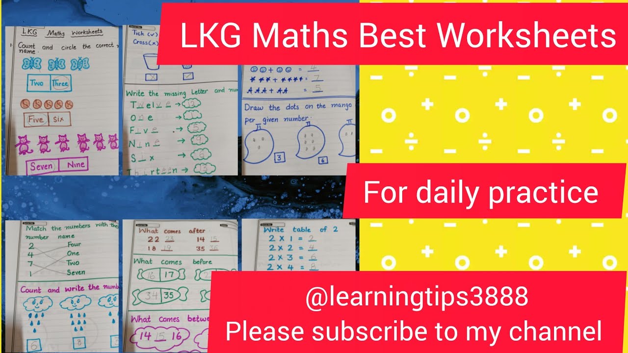 LKG Maths Best Worksheets for daily practice 