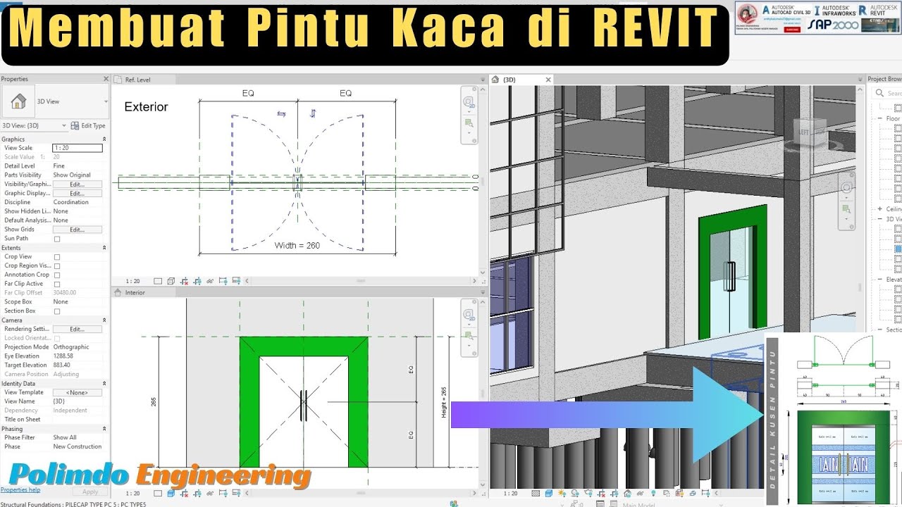 Tutorial REVIT - 41 Cara Membuat Family Pintu Kaca di REVIT