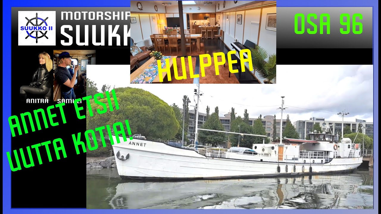 96.  huonetta, 2 keittiötä ja sauna.  Hieno teräspaatti m/s Annet.