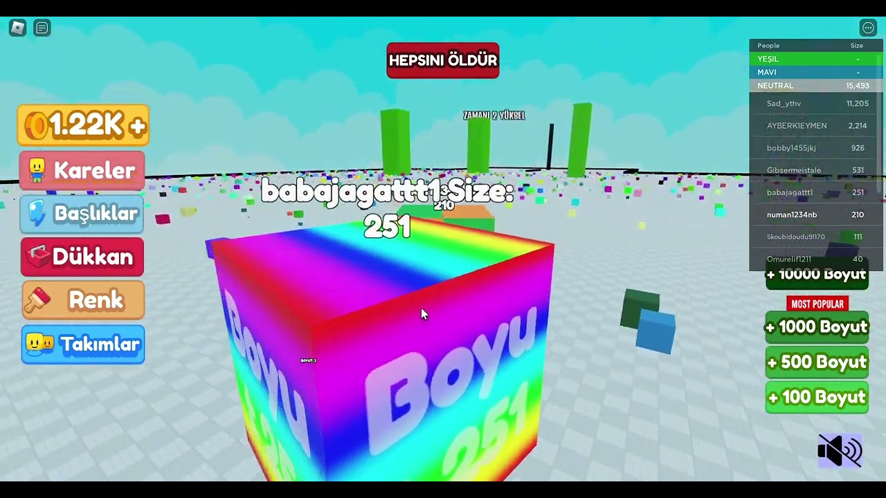 robloxta (Blok Yeme Sim&uuml;lat&ouml;r&uuml;) oynuyoruz.