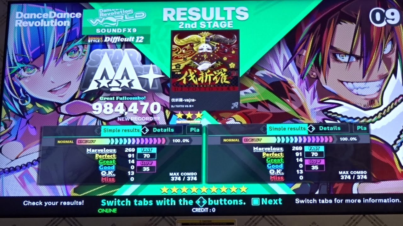 伐折羅-vajra- - DIFFICULT (12) - AA#678 (Full Combo) on Dance Dance Revolution WORLD (AC, US)