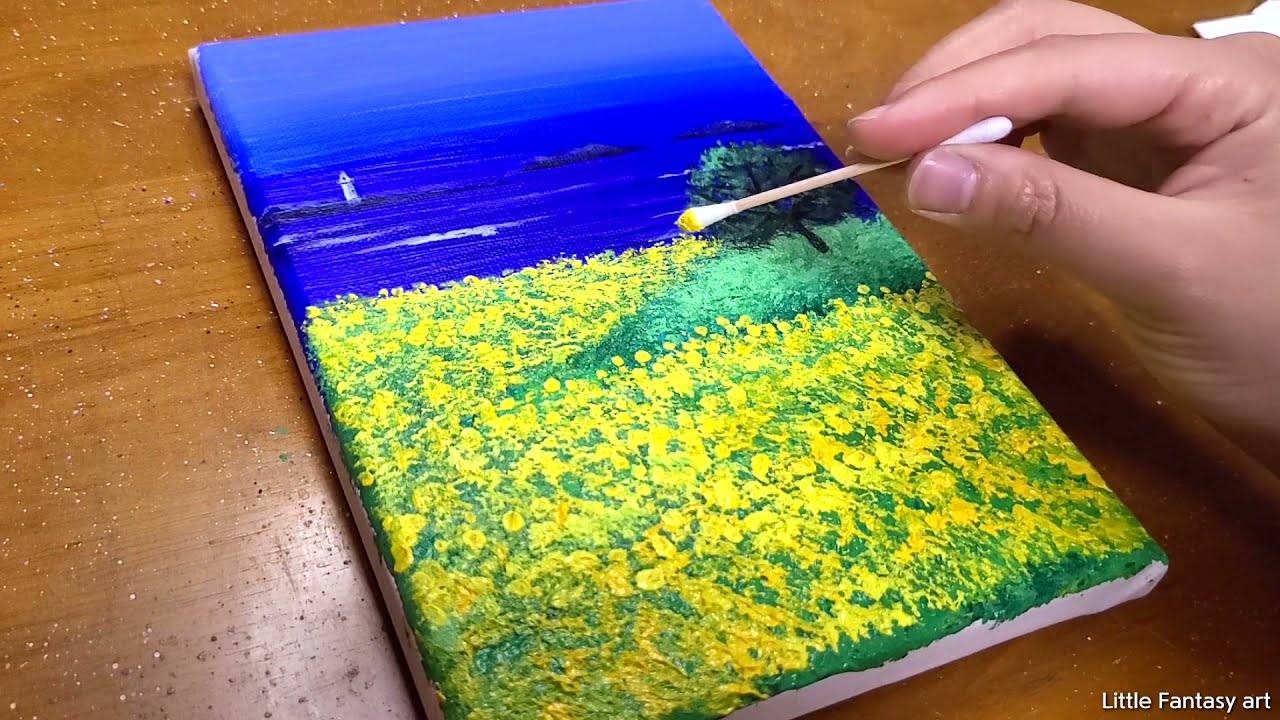 아크릴화 초보자를 위한 제주 유채꽃밭 풍경 그리기