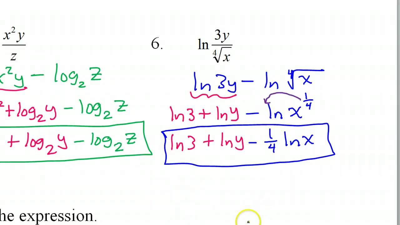 Expanding and Condensing Logarithms