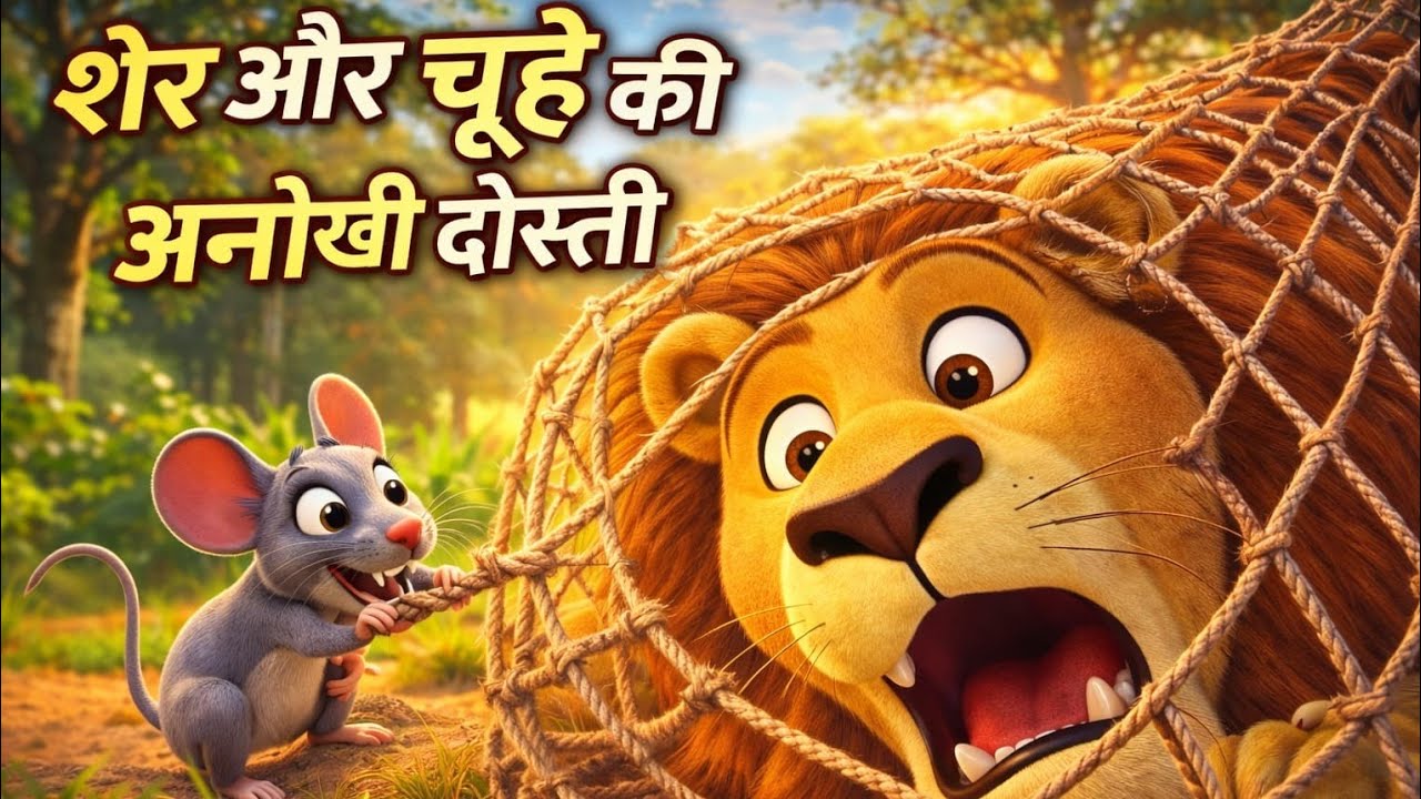 शेर और चूहे की अनोखी दोस्ती 🦁🐁 | Lion and Mouse Story in Hindi | Moral Story