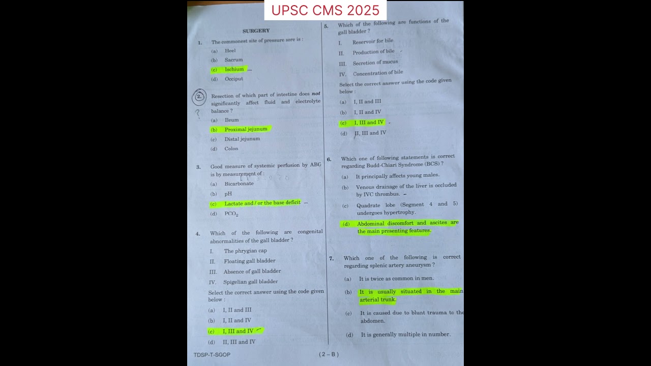 UPSC CMS 2025 SURGERY QUESTIONS 1-7 #upsccms  #CMS #2025