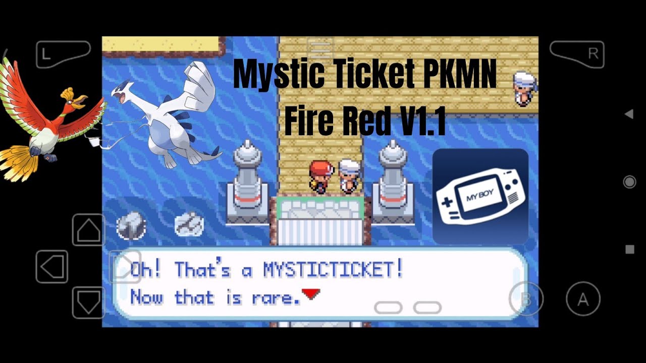How to obtain Mystic Ticket and reach Navel Rock using cheat codes in Pokemon Fire Red v1.1