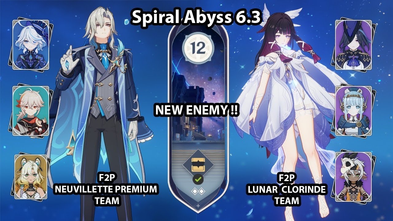 F2p CO Neuvillette Premium Team & C0 Lunar Clorinde Team | NEW Spiral Abyss 6.3 | Genshin Impact
