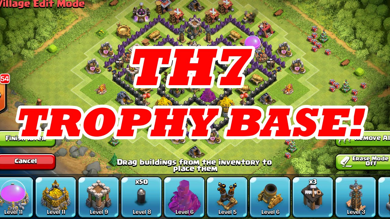 EPIC TH7 TROPHY BASE | SPEED BUILD | Clash Of Clans