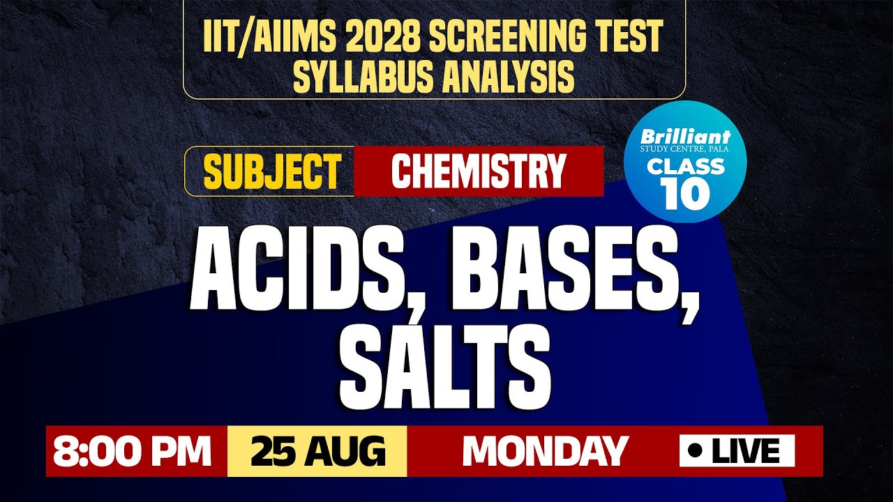 IIT/AIIMS 2028 Screening Test | Syllabus - Content Analysis | CHEMISTRY | 25/08/2025 | 08:00 PM