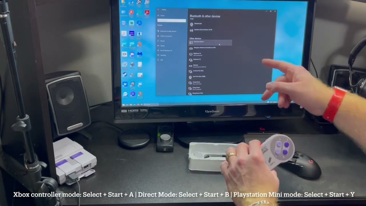 Pairing SNES Wireless Controller with Mini snes/nes , PC , Switch