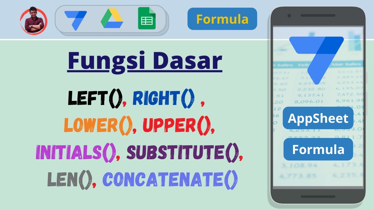 34. FUNGSI DASAR: Left, Right, Lower, Upper, Initials, Substitute, Len, Concatenate #AppSheet