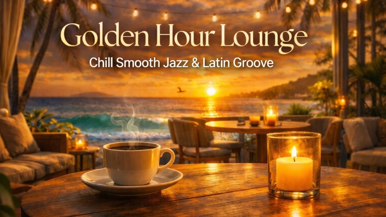 Golden Hour Lounge ☀️ Smooth Jazz & Latin Groove | Relaxing Beach Café Sunset Ambience