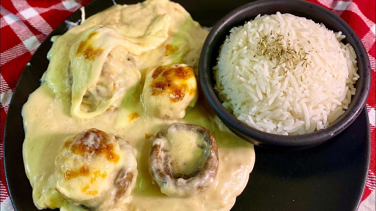 فطر محشي بالدجاج والبشاميل (مشروم) اكلة بشاميل جديدة طيبة وبتجنن