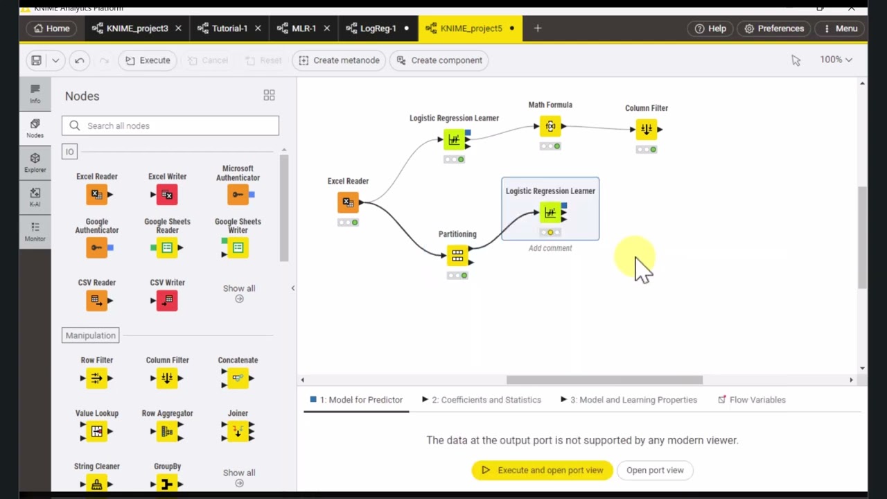 7. Logistic Regression using KNIME Analytics Platform