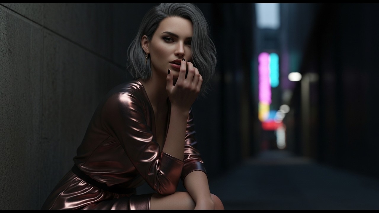 Dark Mood AI Fashion: Luxury Silk Catwalk & Flying Kiss (4K)