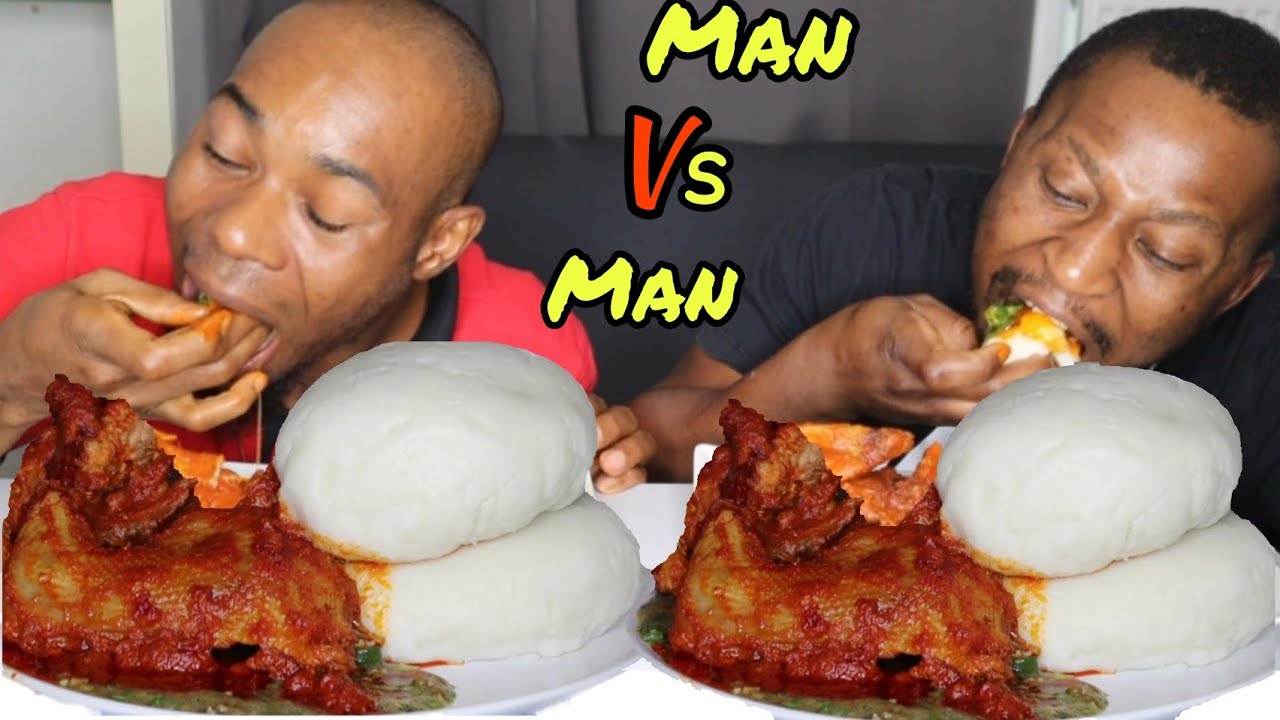 Big Bites Fufu And Okra Soup With Chicken 🐔 Man to Man Speed Eating Challenge I African Food