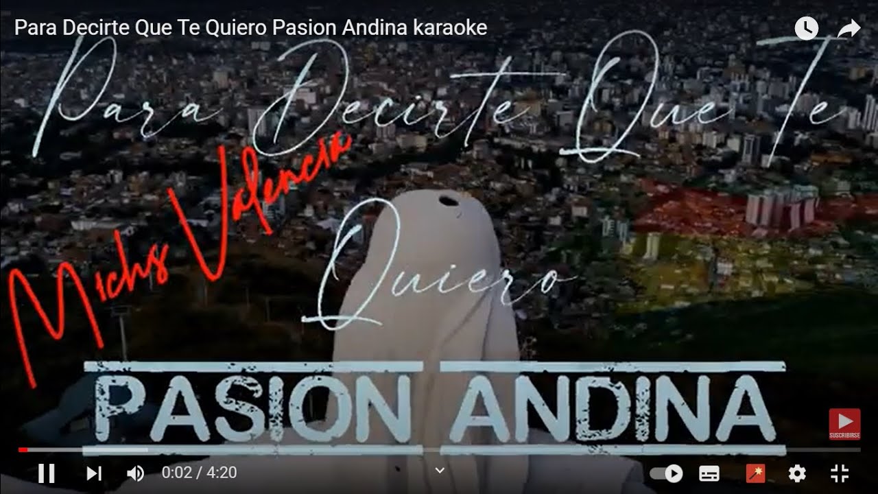 Para Decirte Que Te Quiero Pasion Andina karaoke