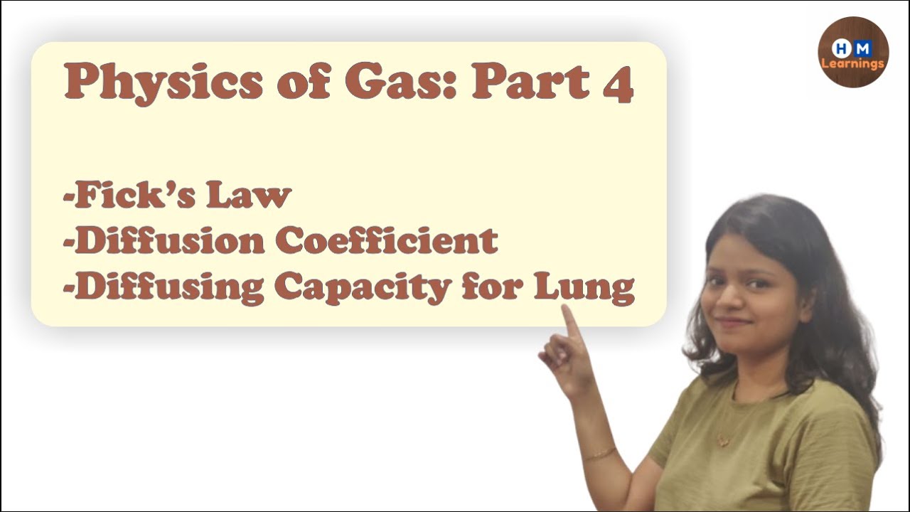 Physics of Gas Part 4 I Fick's Law, Diffusion Coefficient, Diffusing Capacity Respiratory Physiology