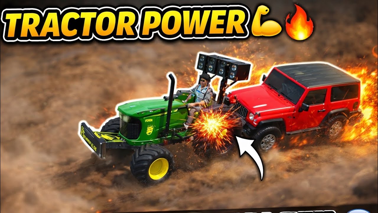 Desi Tractor vs Jeep – Kaun Jeeta? 😳 Impossible mission #tranding #automobile #tractor #thar 