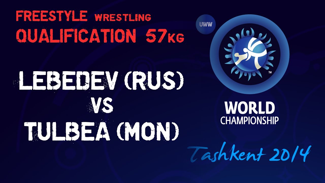 Qualification   Freestyle Wrestling 57 kg   V LEBEDEV RUS vs G TULBEA MON   Tashkent 2014