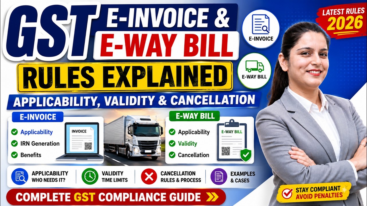 GST E-Invoice& E-Way Bill Rules Explained 2026 | Applicability,Validity& Cancellation Complete Guide