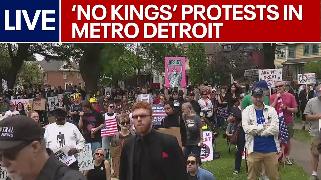 'No Kings Day' demonstrators sprout across Metro Detroit | LIVE