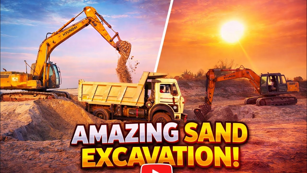 JCB 205 Excavator Big Big Well Loading Mud in  Bharatbenz Truck and Dumper Backhoe Loader 2026