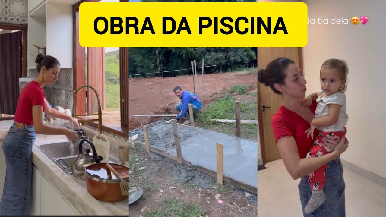 SARA KELLEN FICA IMPRESSIONADA COM  A OBRA DA PISCINA + CUIDANDO DA REBECA 