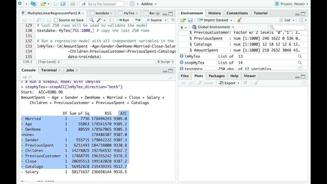 Train and Validate a Multiple Linear Regression Model in R