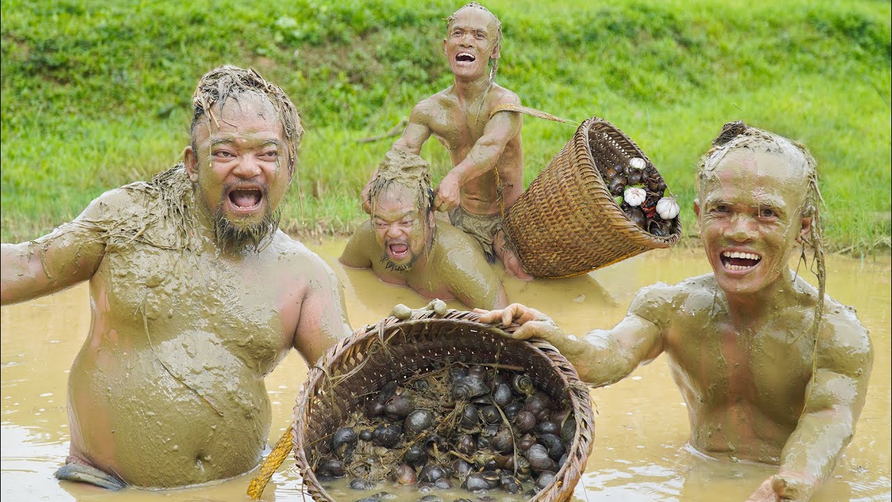 Cooking Snails | Catch and cook 50kg of snails according to the primitive recipe | Dwarf Food