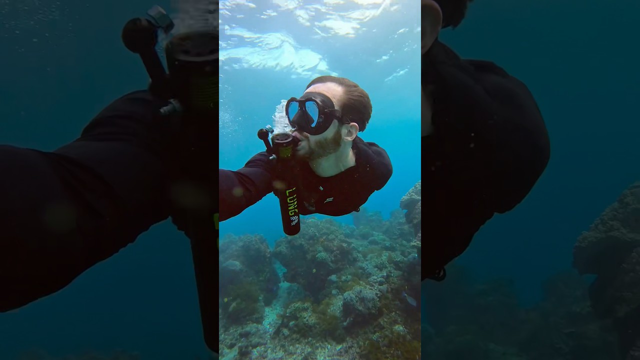 Pump this mini air tank & breathe underwater 🏝️ 