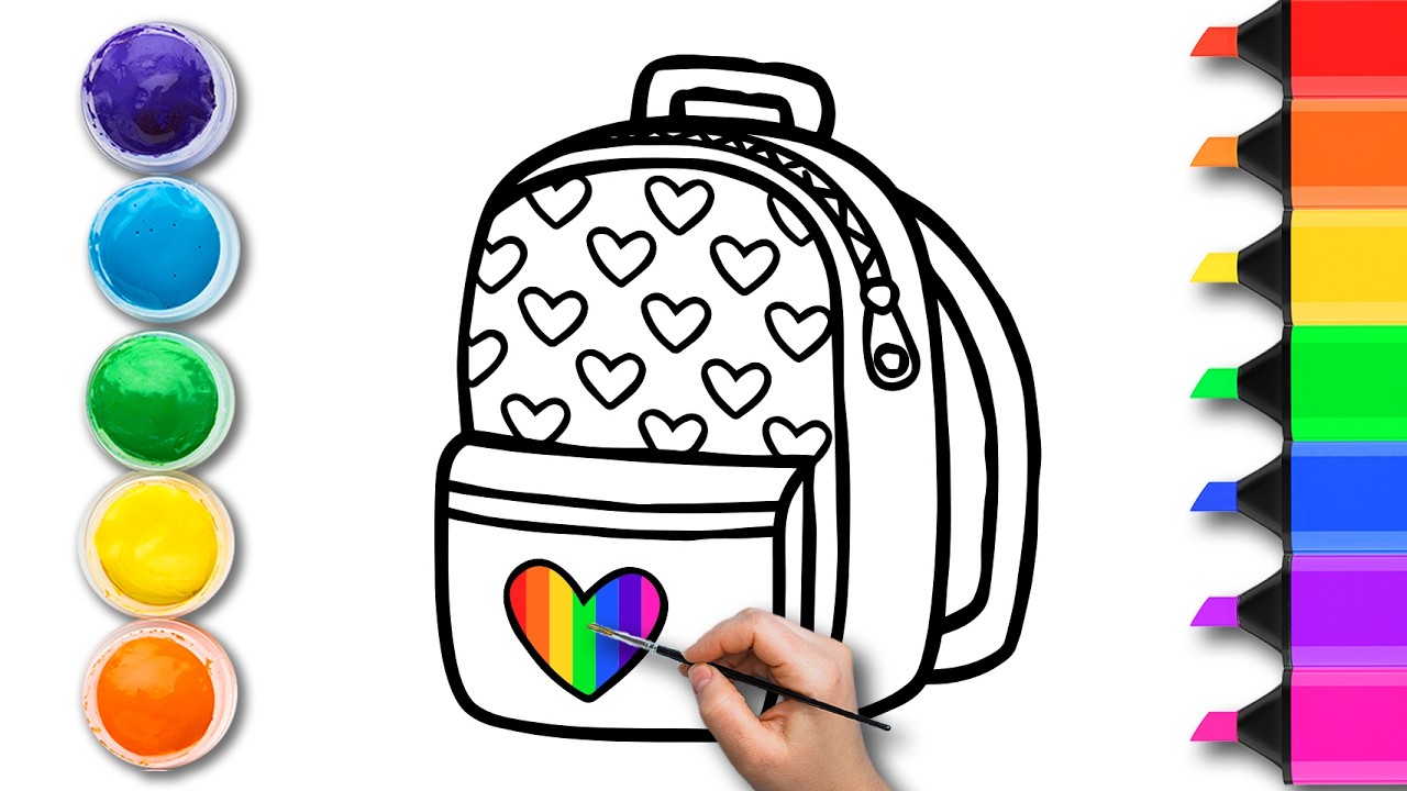 How to Draw a Cute School Bag 🎒 | Easy School Bag Drawing for Kids Step by Step #schoolbag