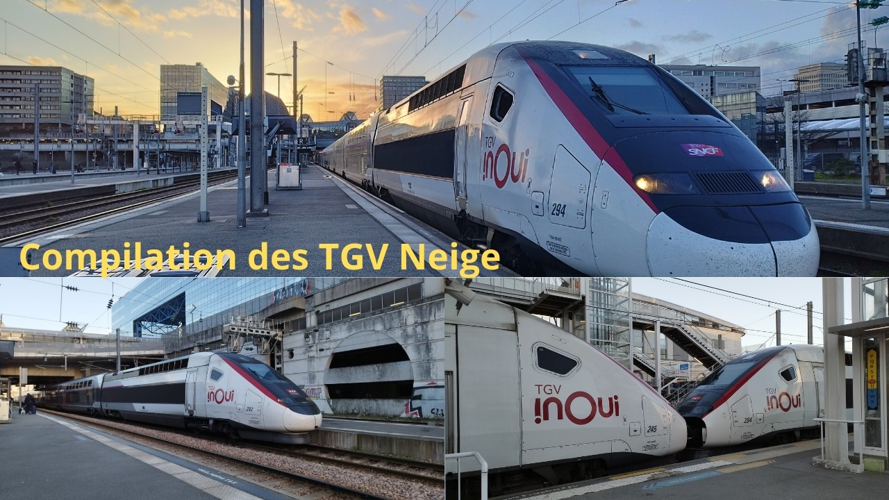 Compilation des TGV Neige à Rennes (TGV Euroduplex Océane, Néo Duplex, Dasye)