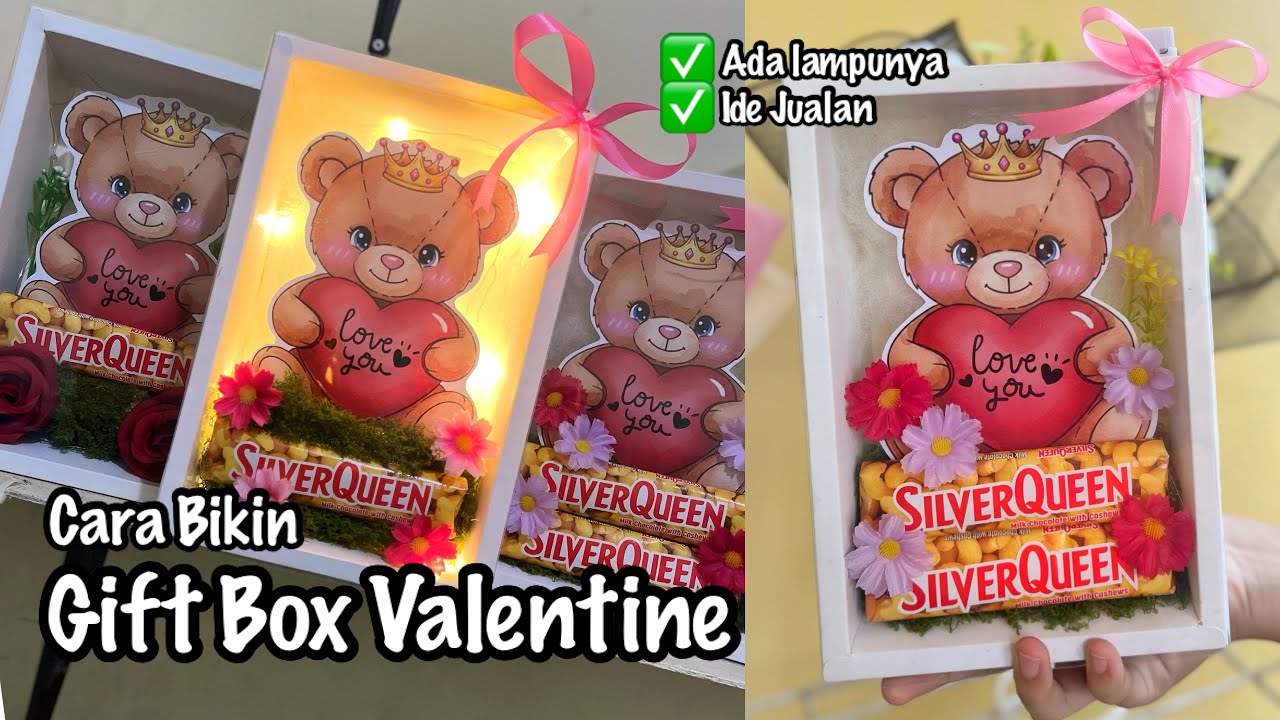 Ide Kado / Jualan Valentine Gift Box Lampu Beruang Coklat Silverqueen | Ide Jualan