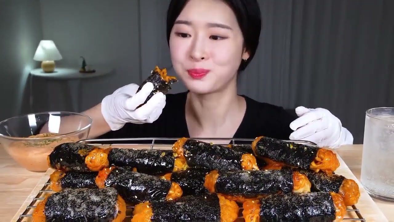 Fume Asmr🍝🍙 Cripsy Deep Freid Seaweed Rolls | add speed.