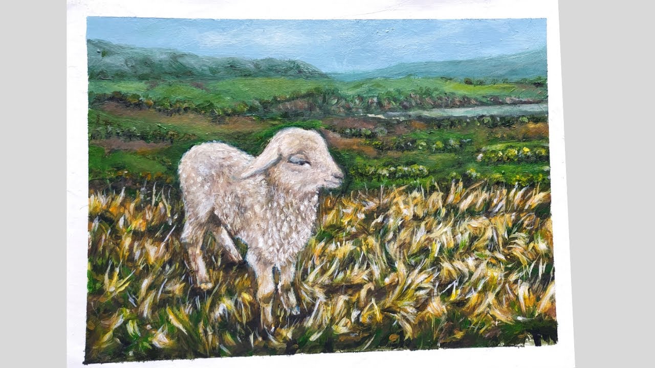 Pintar corderito en las montañas /Paso a Paso /Tutorial/ Acrylic painting /