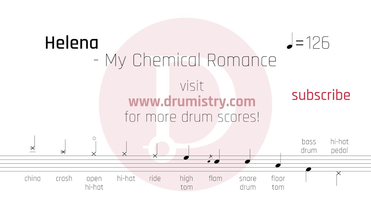 My Chemical Romance - Helena Drum Score