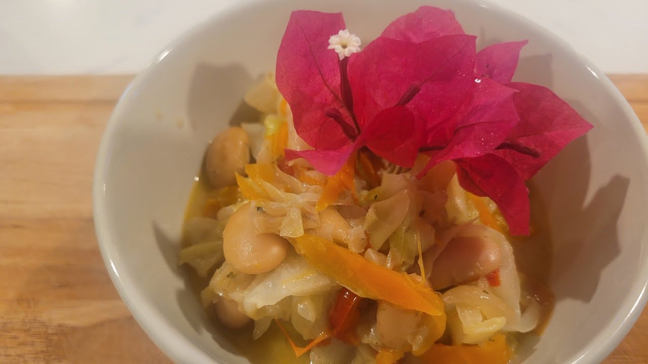 Steam Cabbage, Butter Beans and Okra Vegan style