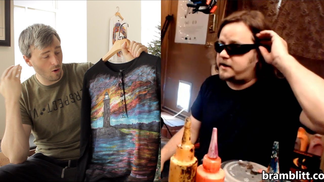 Blind Painter Creates Beautiful Lighthouse Painting on Two Blind Brothers Shirt