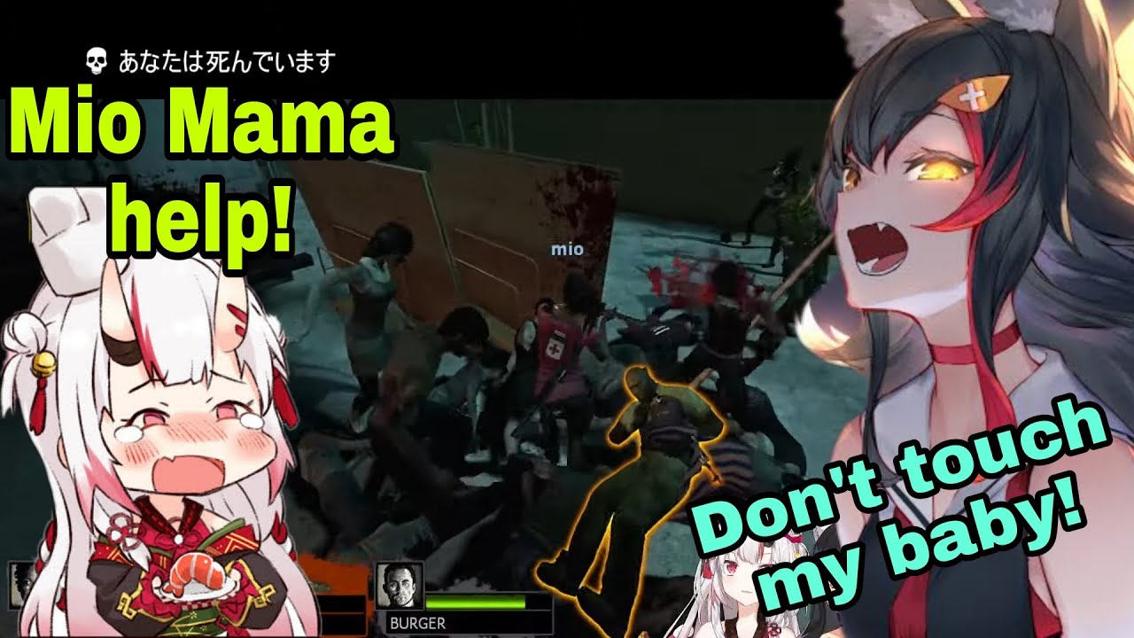 Okami Mio goes berserk to save  Nakiri Ayame | | Fubuki Subaru left 4 dead 2 [Hololive/Eng Sub]