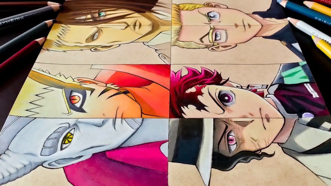 Drawing Anime ( Hero with their  Villain ) Naruto , Demon Slayer , Attack on Titan , Tokyo Revengers