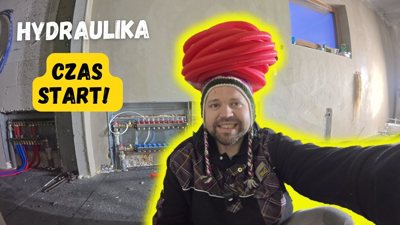 Początek prac hydraulicznych. Woda użytkowa w warstwie styropianu.