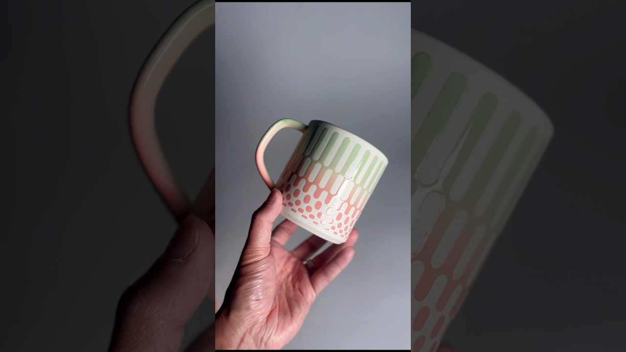 Glazing a ceramic mug with a glossy gradient drip pattern #pottery #ceramics