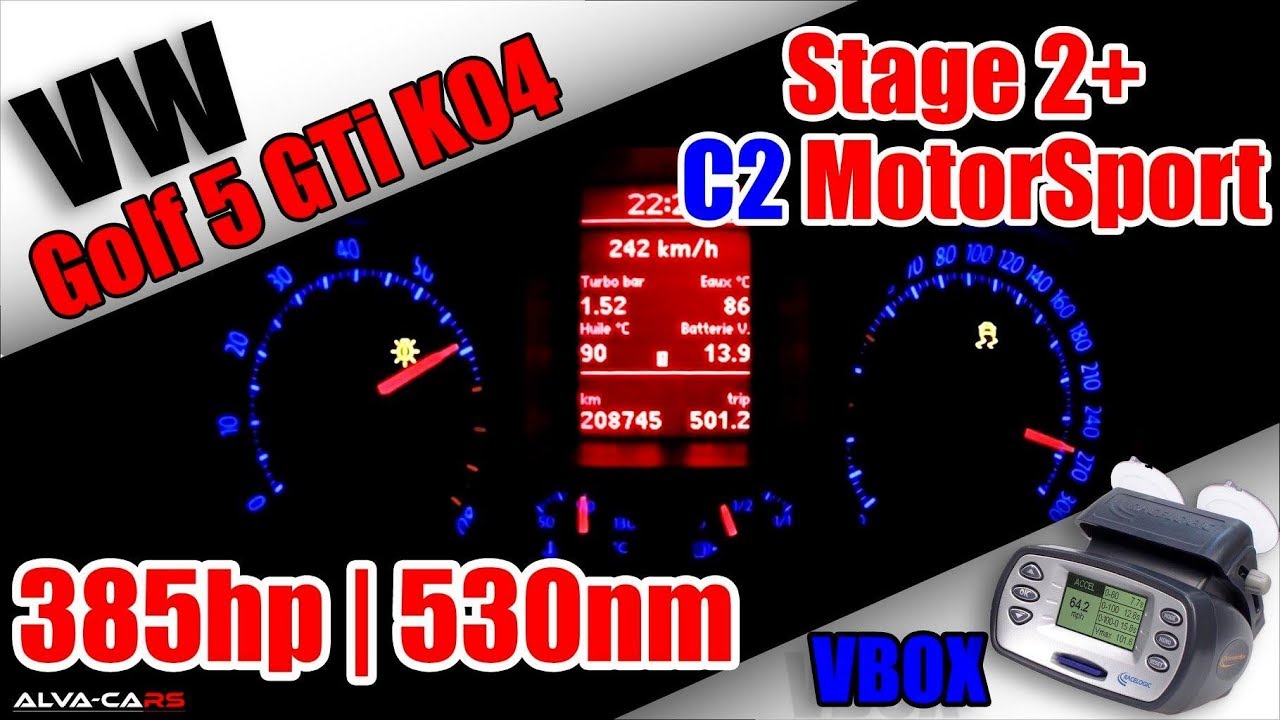 385HP VW Golf 5 GTi K04 Stage 2+ C2 Motorsport 100-200Km/h Acceleration VBOX!