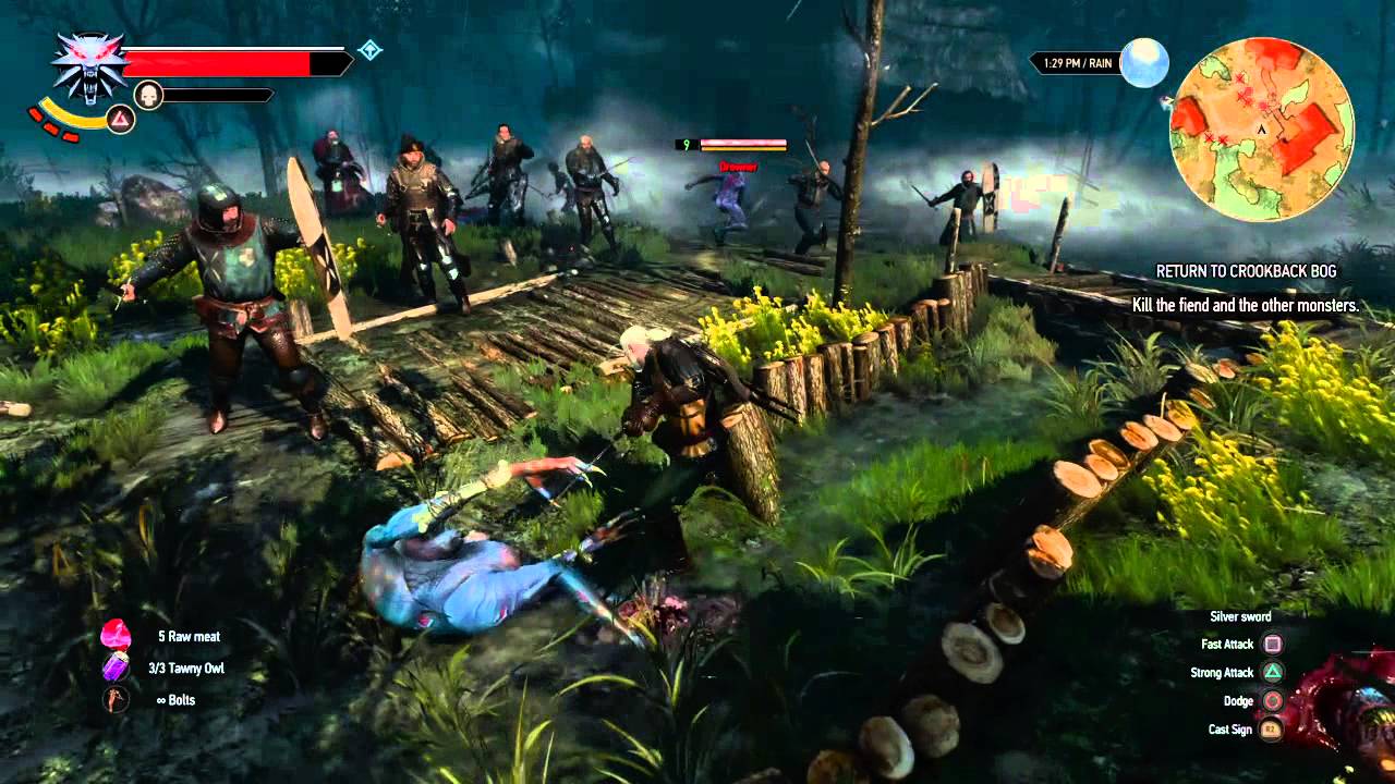 The Witcher 3: Wild Hunt killing 3 crones with one bullet