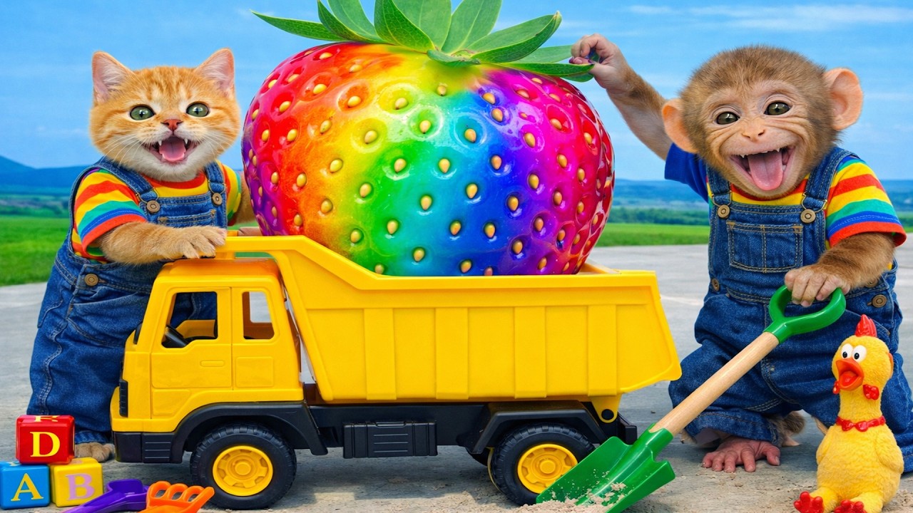 Bebé disfruta huevo arcoíris junto a su amigo y una moto increíble | Bebe Bombom esp