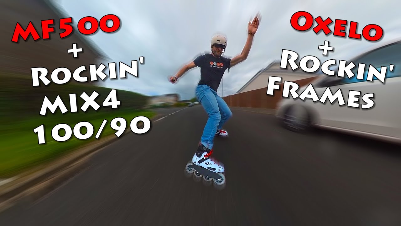 Oxelo MF500 with Rockin' MIX4 100/90 Rockin' Frames Custom Skate! Inline skating, rollerblading.