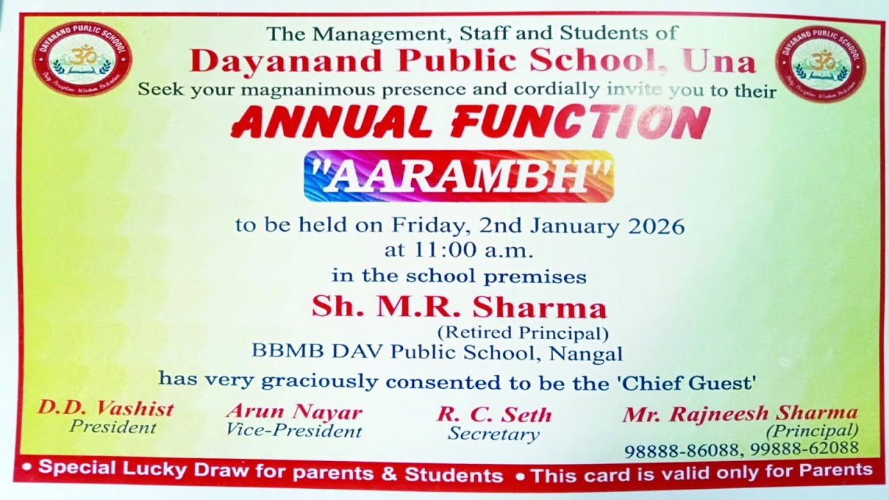 ll LIVE ANNUAL FUNCTION   DAV Sr. Sec. School, UNA (H.p) SESSION :-2025-2026